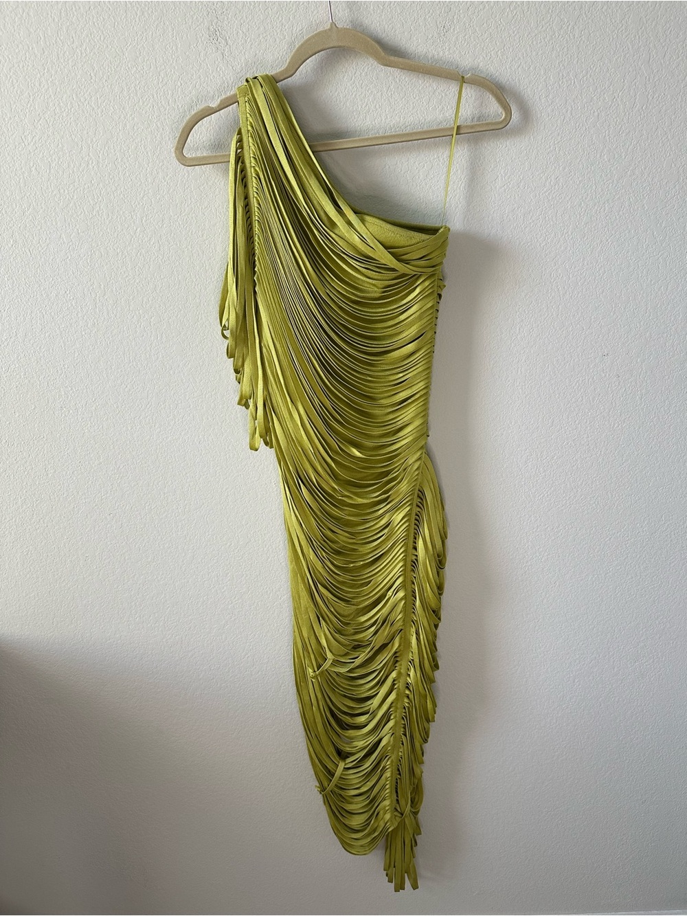 CULT GAIA Sona One-Shoulder Draped Fringe Dress SZ M NWT - Picture 2 of 8